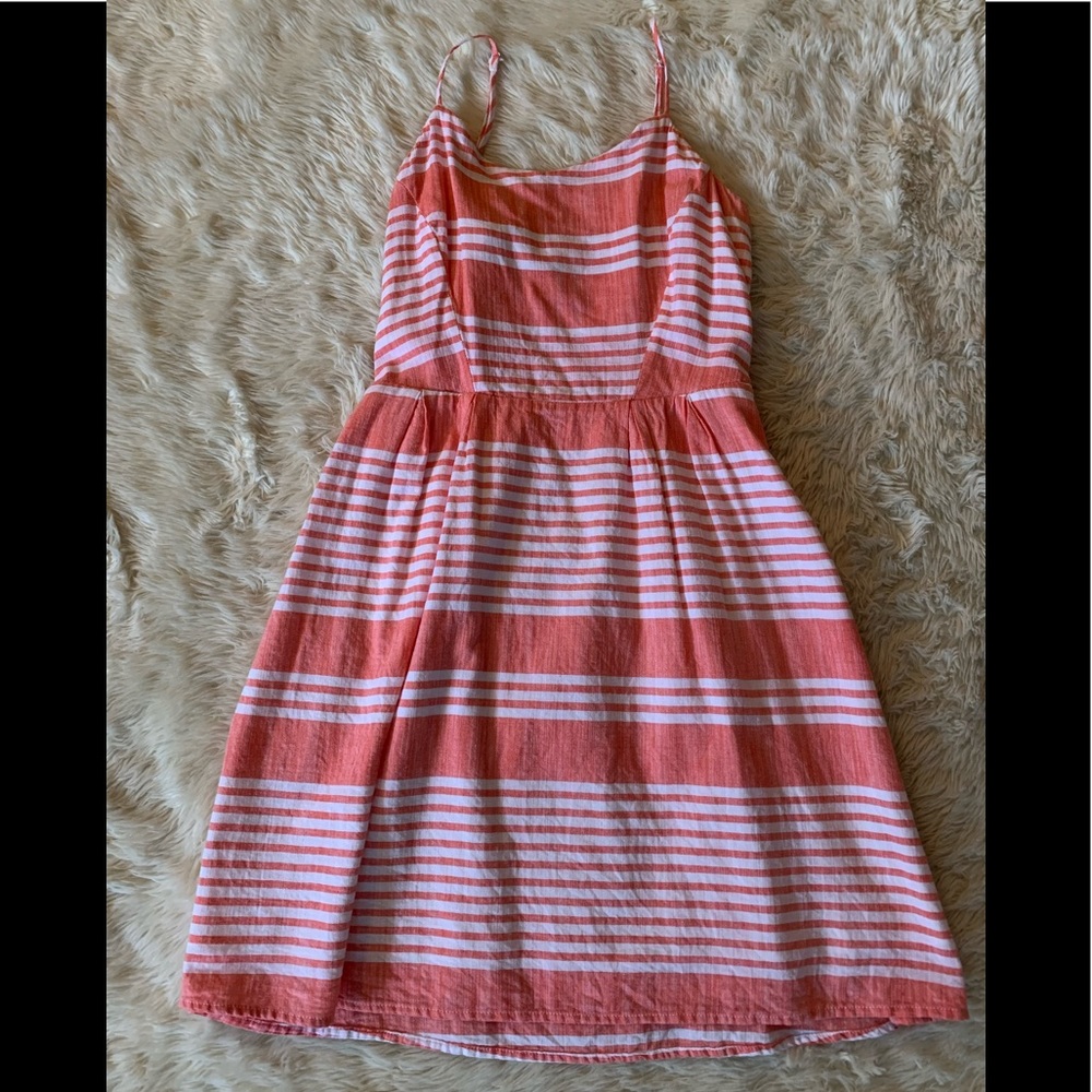 Coral/White Striped Dress